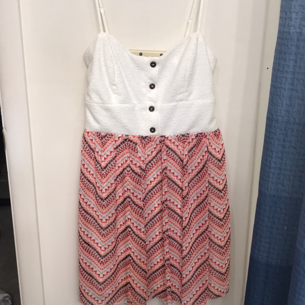 White and pink chevron dress